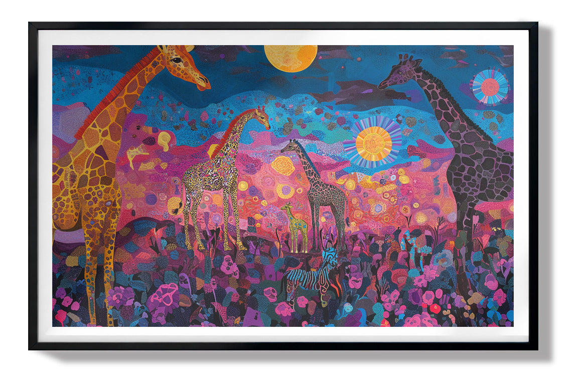 Giraffe Family Floral African American canvas print view 67