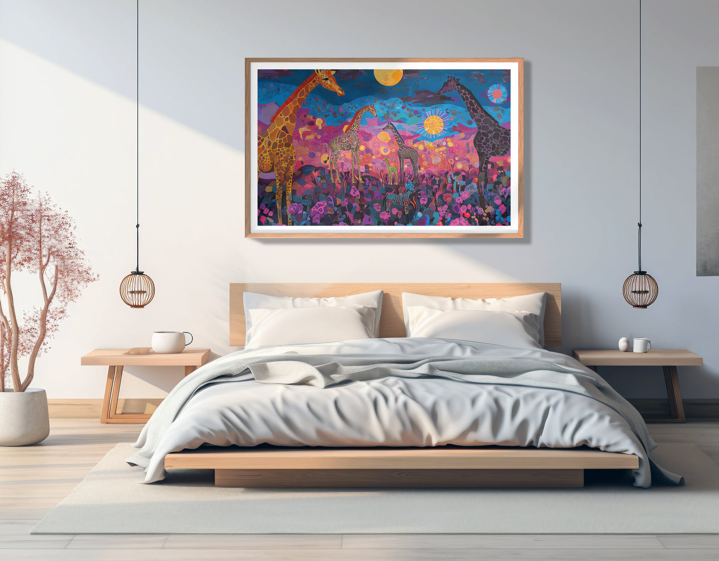 Giraffe Family Floral African American canvas print view 81