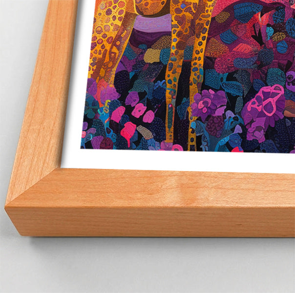 Giraffe Family Floral African American canvas print view 82