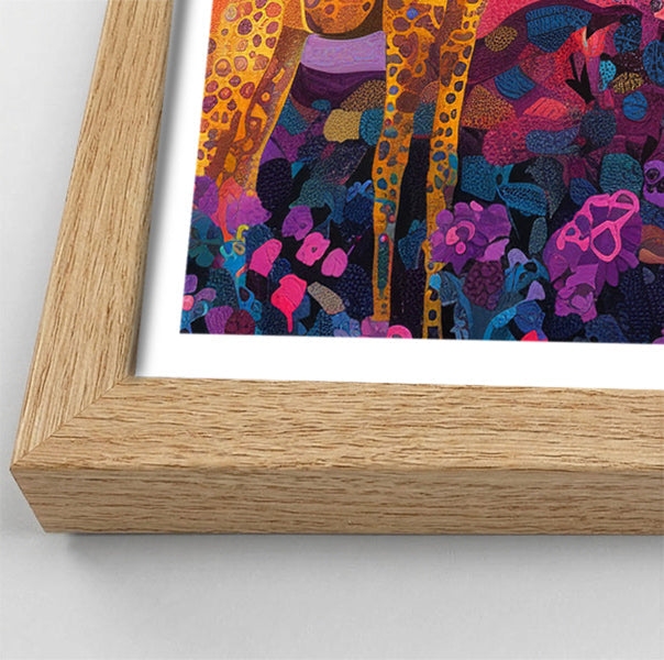 Giraffe Family Floral African American canvas print view 76