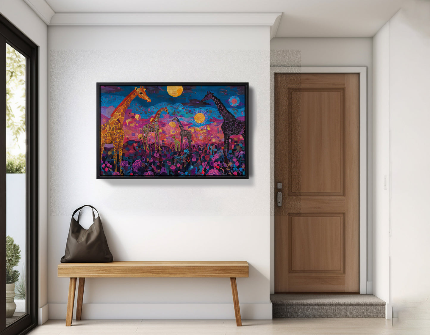 Giraffe Family Floral African American canvas print view 29