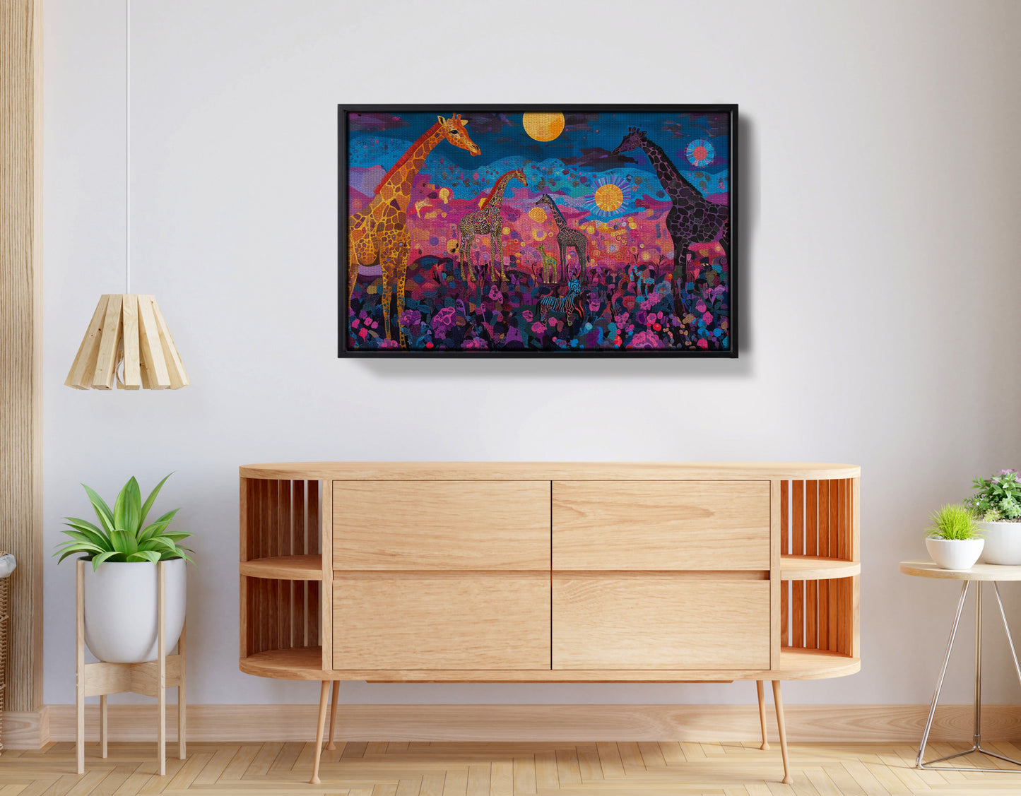 Giraffe Family Floral African American canvas print view 26