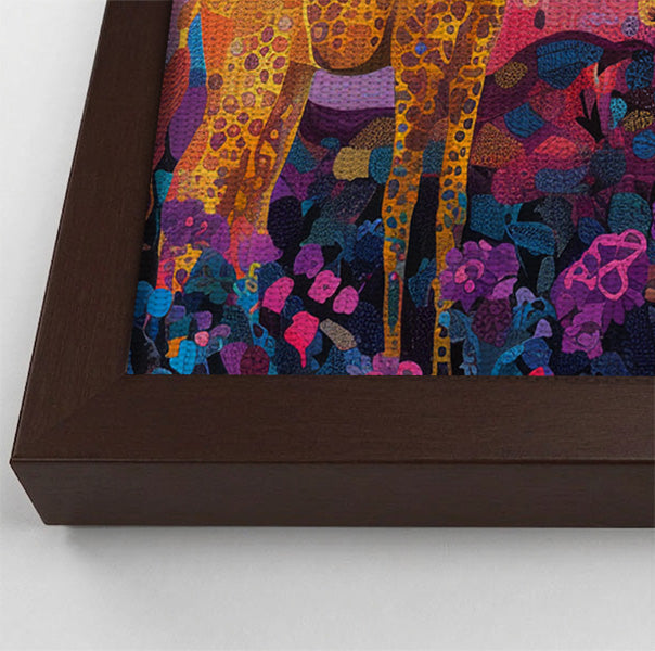 Giraffe Family Floral African American canvas print view 34