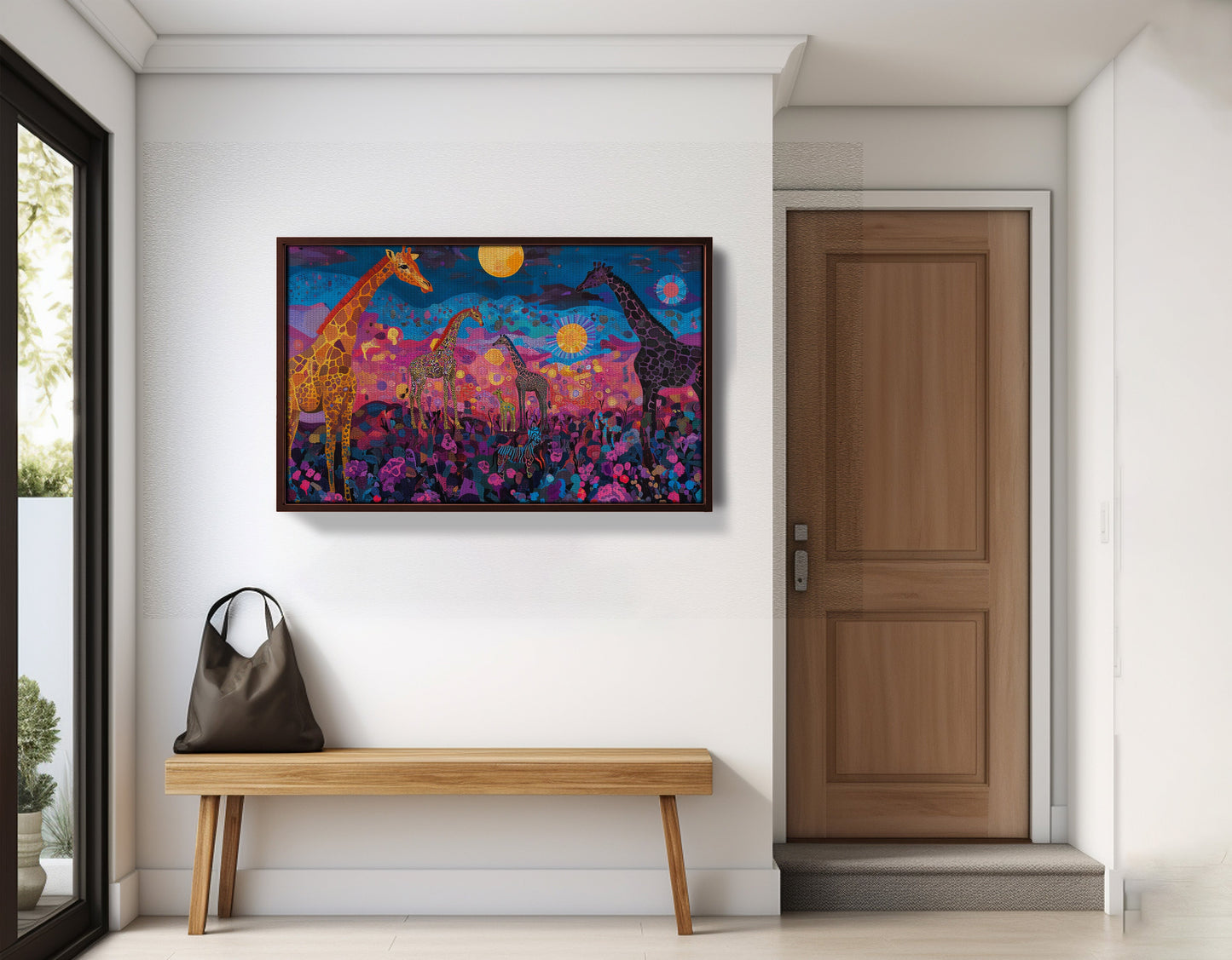 Giraffe Family Floral African American canvas print view 35