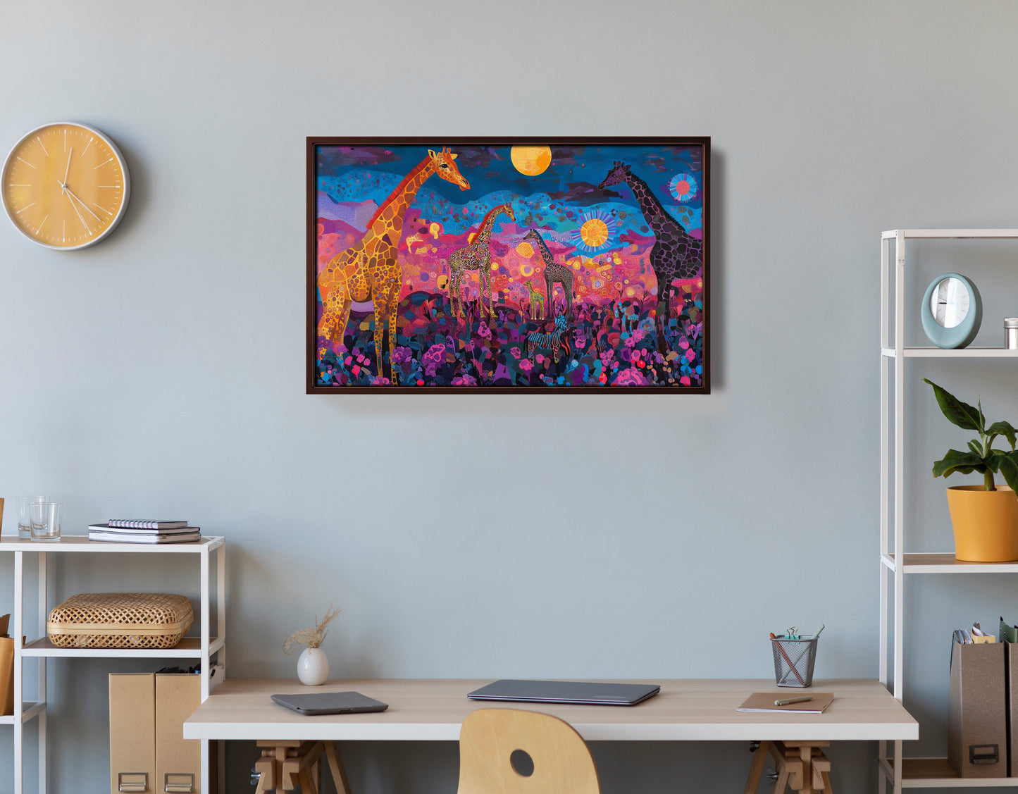 Giraffe Family Floral African American canvas print view 36