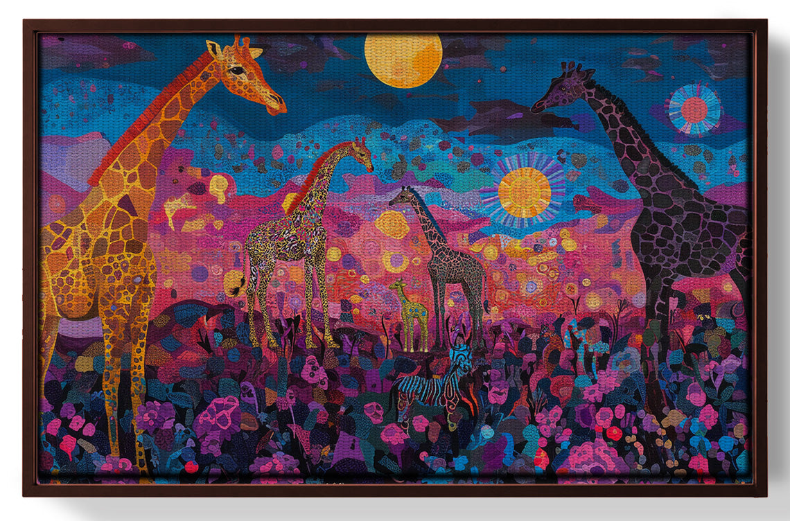 Giraffe Family Floral African American canvas print view 31