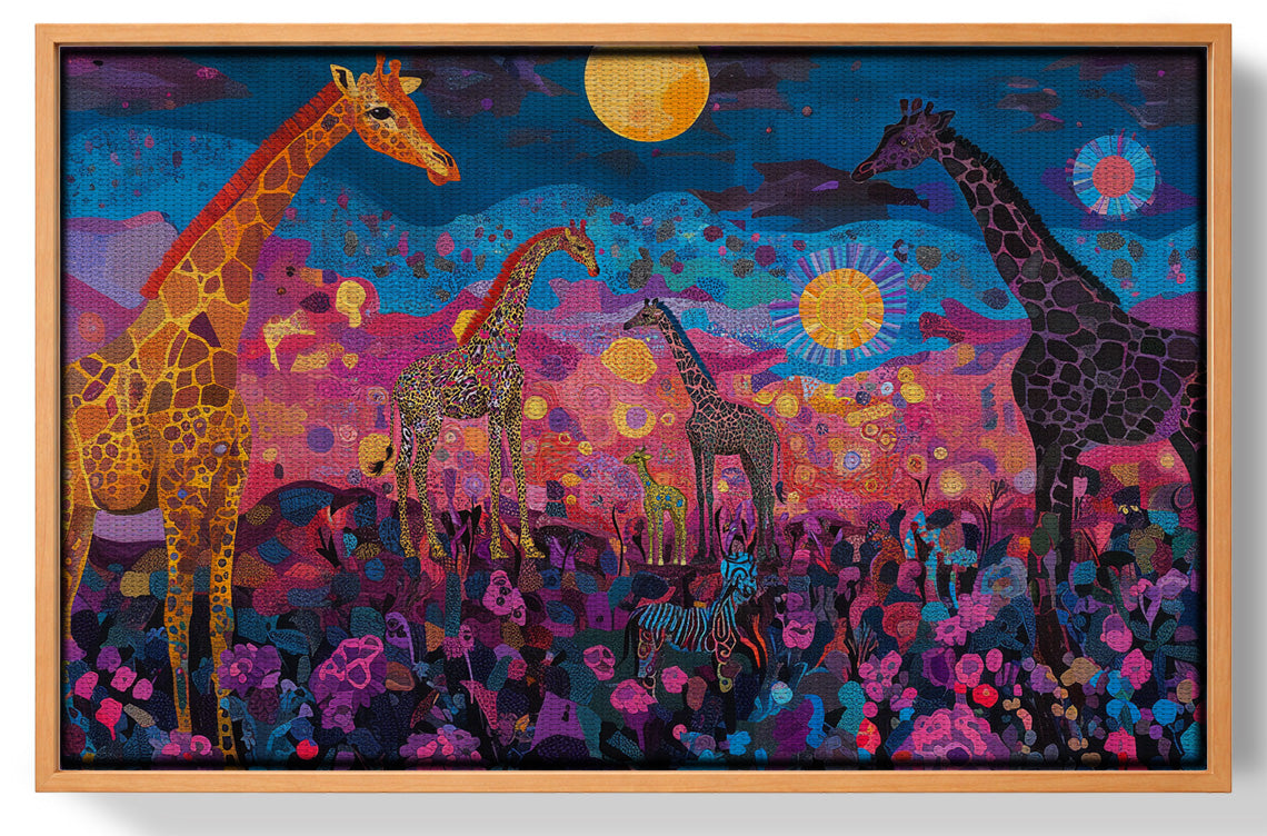 Giraffe Family Floral African American canvas print view 43