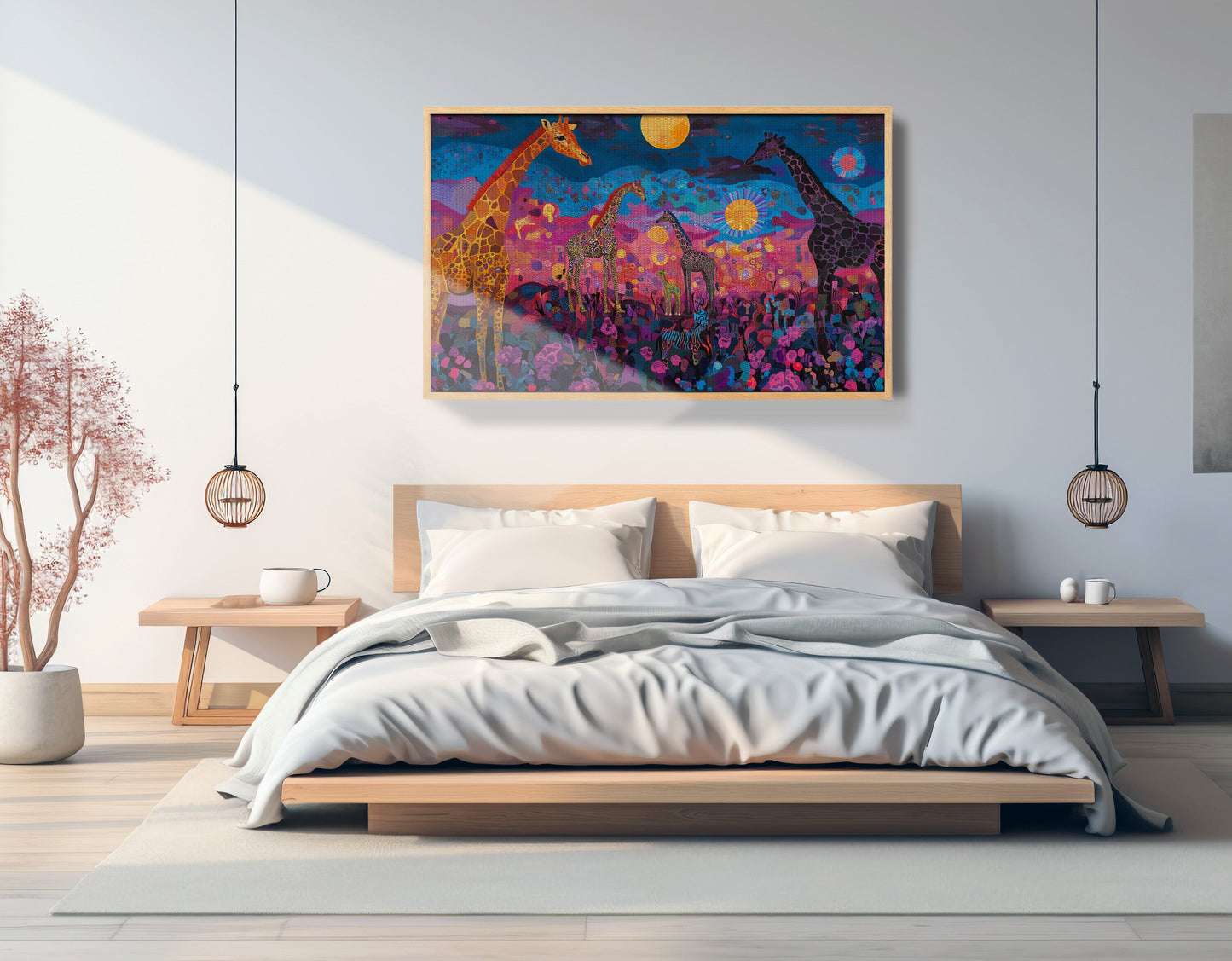 Giraffe Family Floral African American canvas print view 51