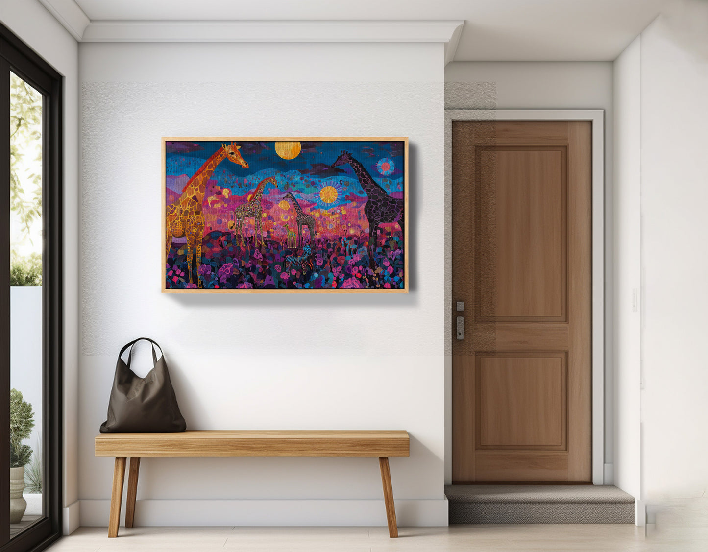 Giraffe Family Floral African American canvas print view 53