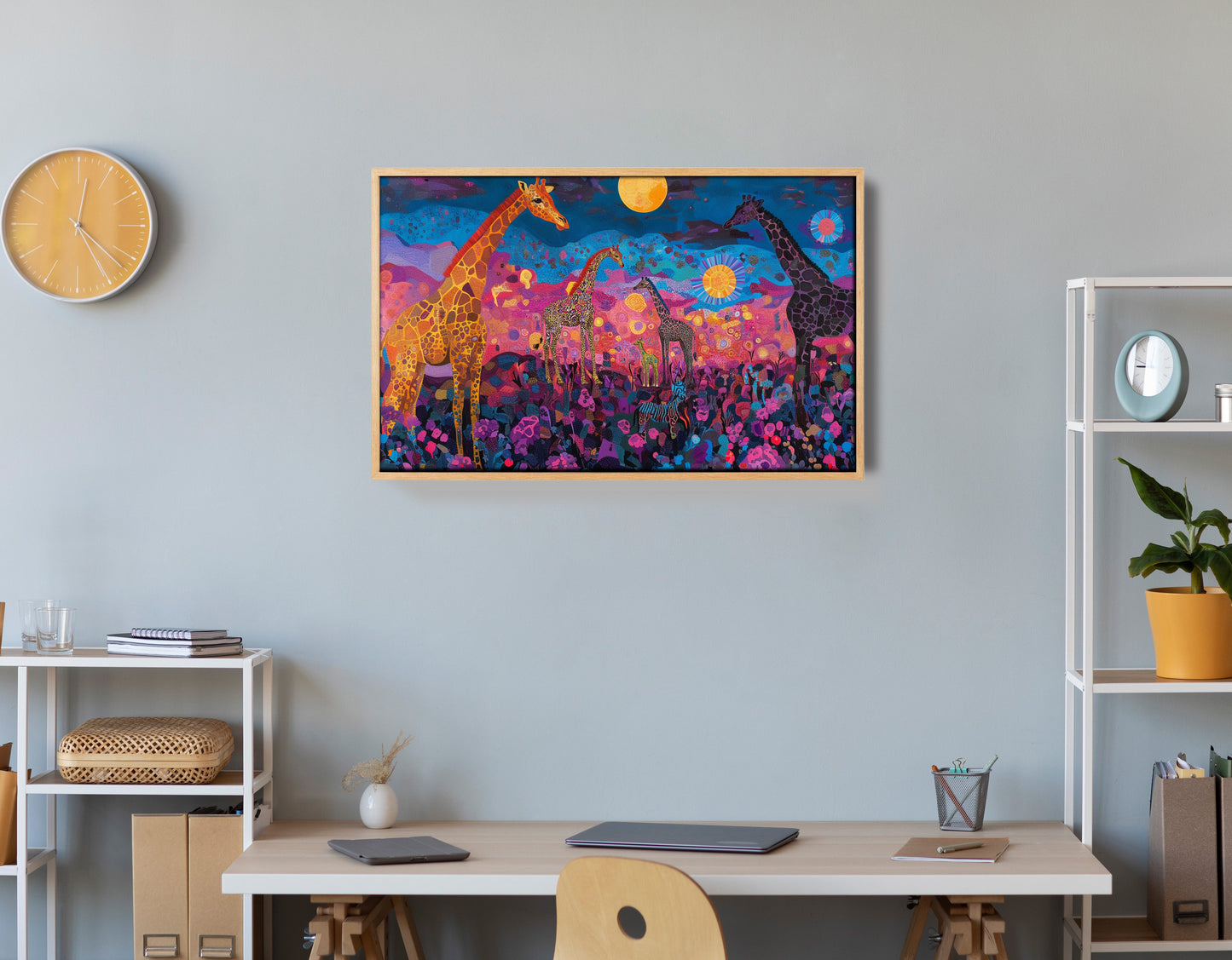 Giraffe Family Floral African American canvas print view 54