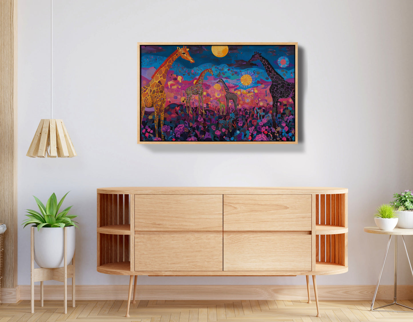 Giraffe Family Floral African American canvas print view 50