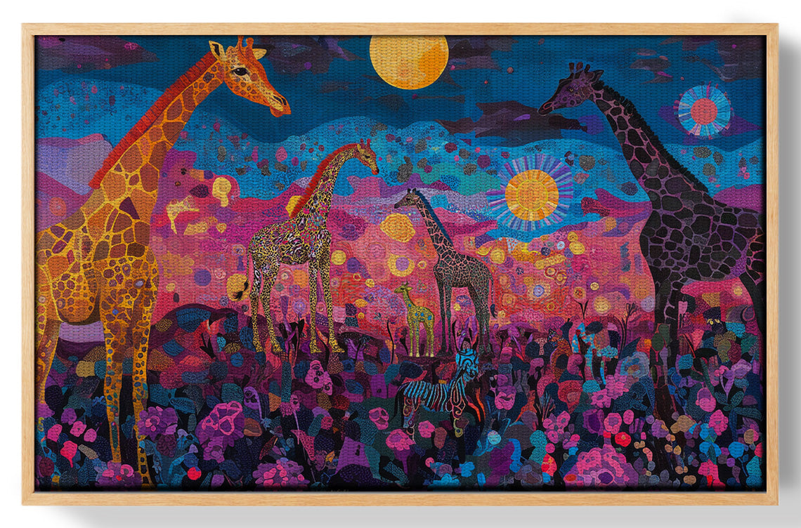 Giraffe Family Floral African American canvas print view 49