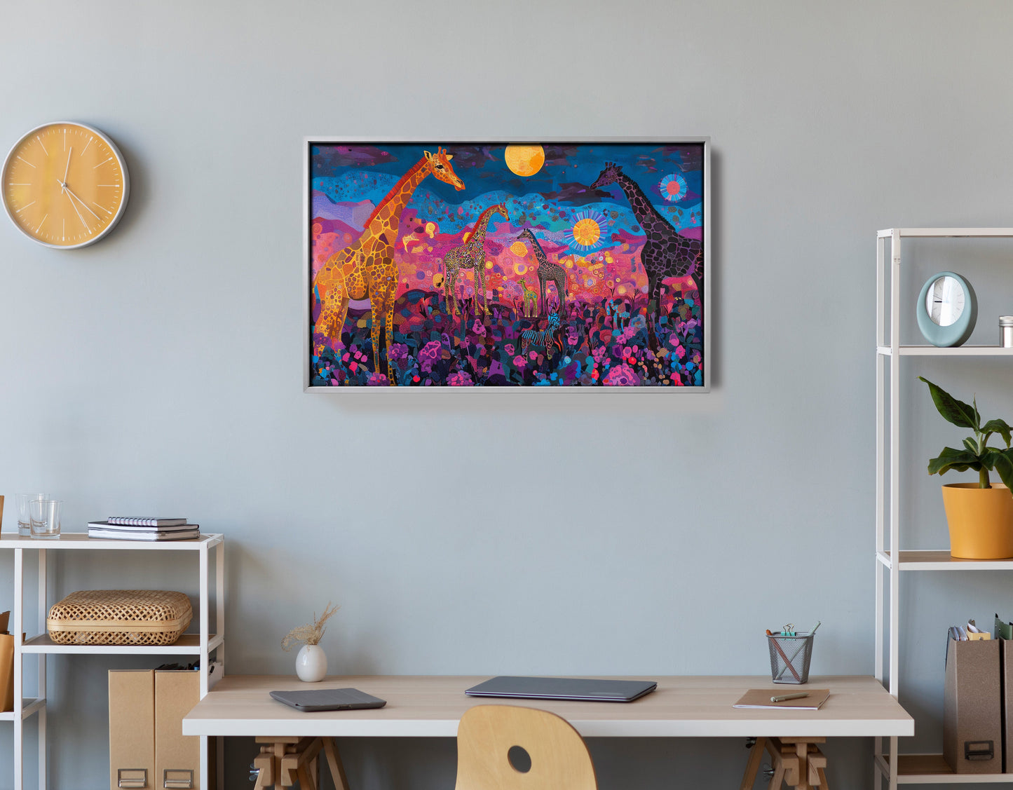 Giraffe Family Floral African American canvas print view 60
