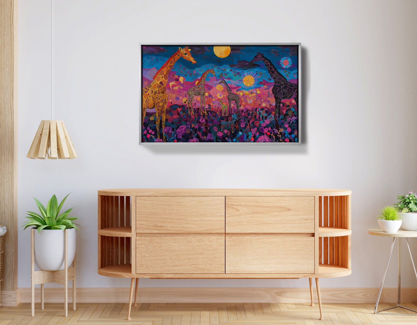 Giraffe Family Floral African American canvas print view 56