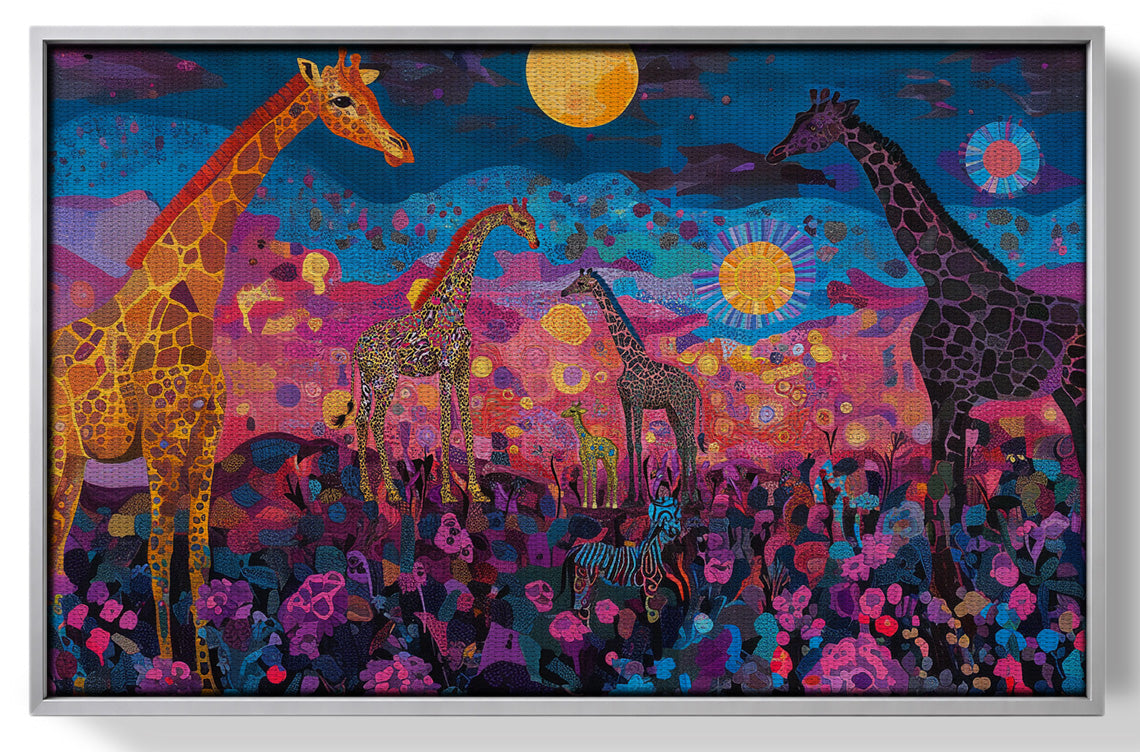 Giraffe Family Floral African American canvas print view 55