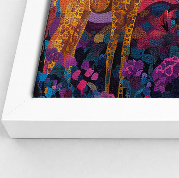 Giraffe Family Floral African American canvas print view 64