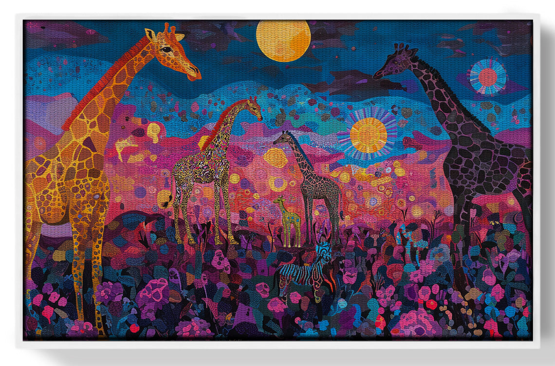 Giraffe Family Floral African American canvas print view 61