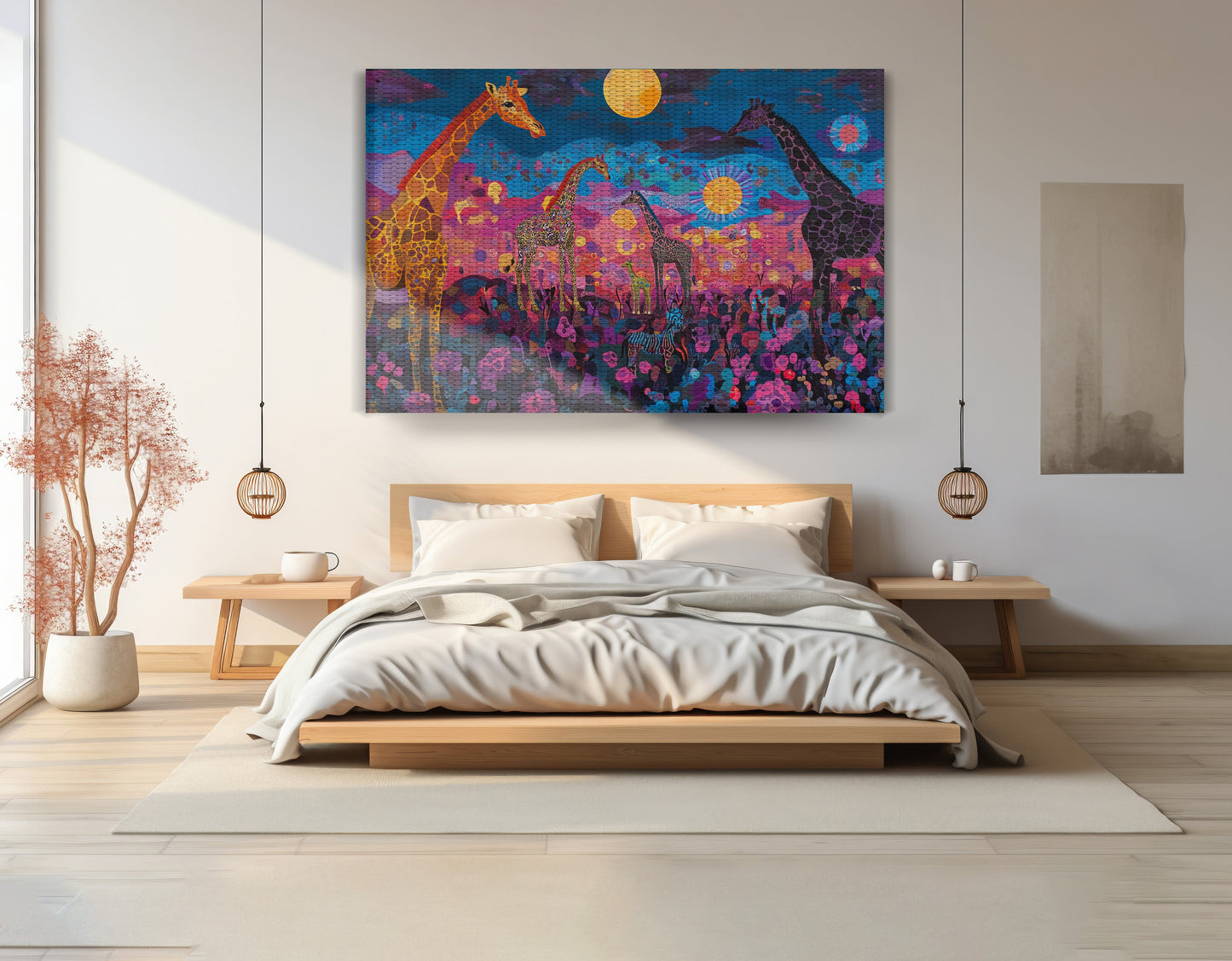 Giraffe Family Floral African American canvas print view 15