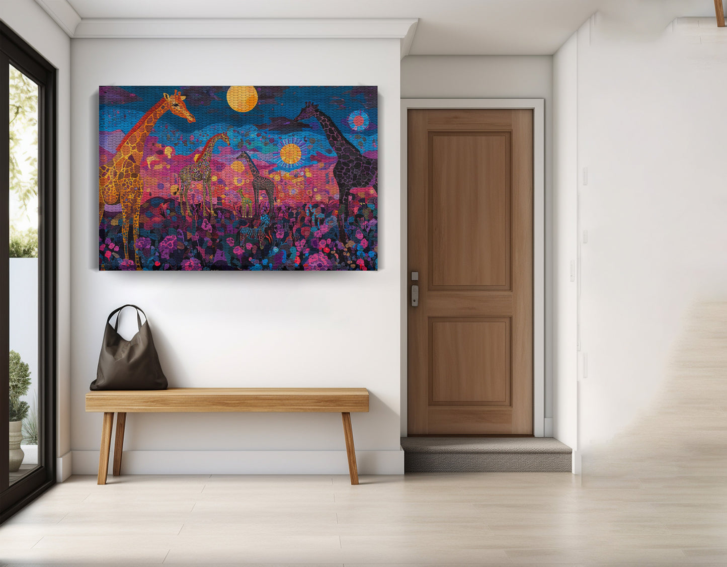 Giraffe Family Floral African American canvas print view 17