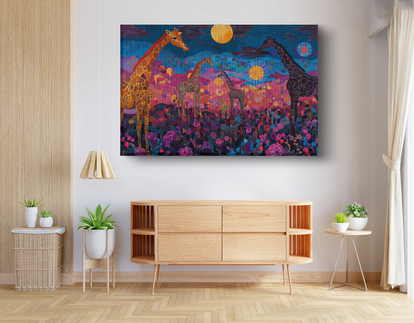Giraffe Family Floral African American canvas print view 14