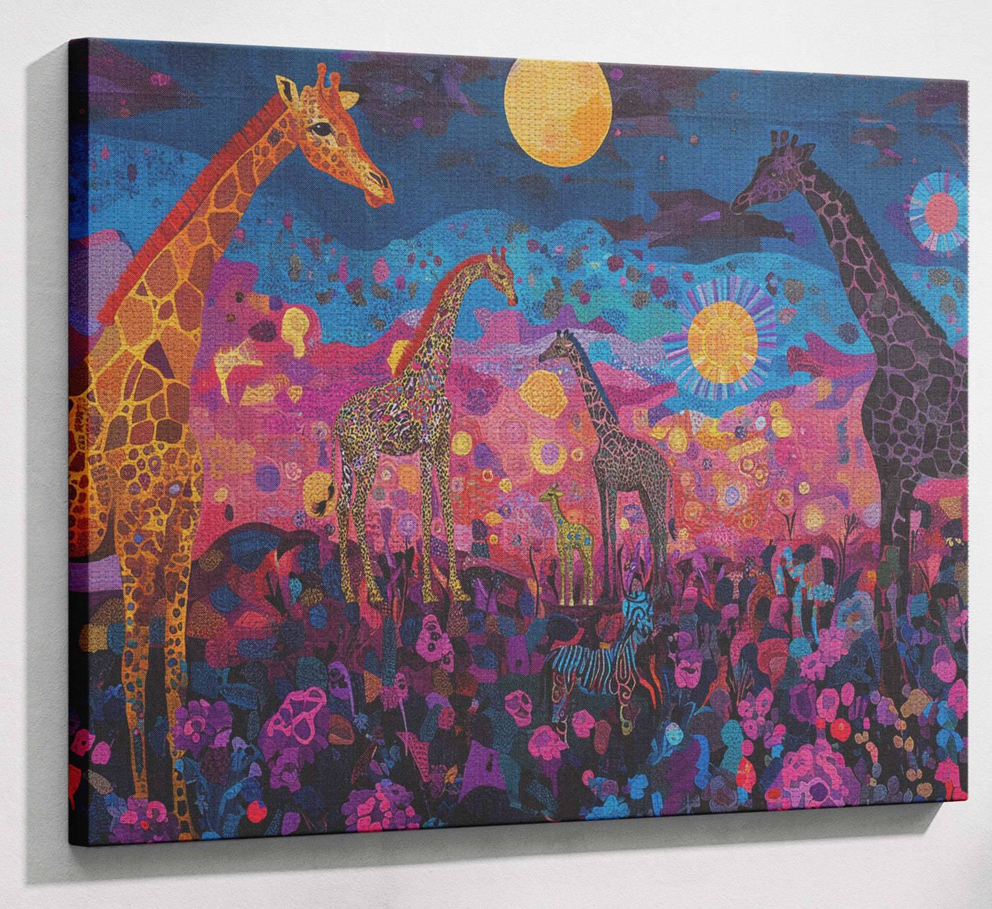 Giraffe Family Floral African American canvas print view 13