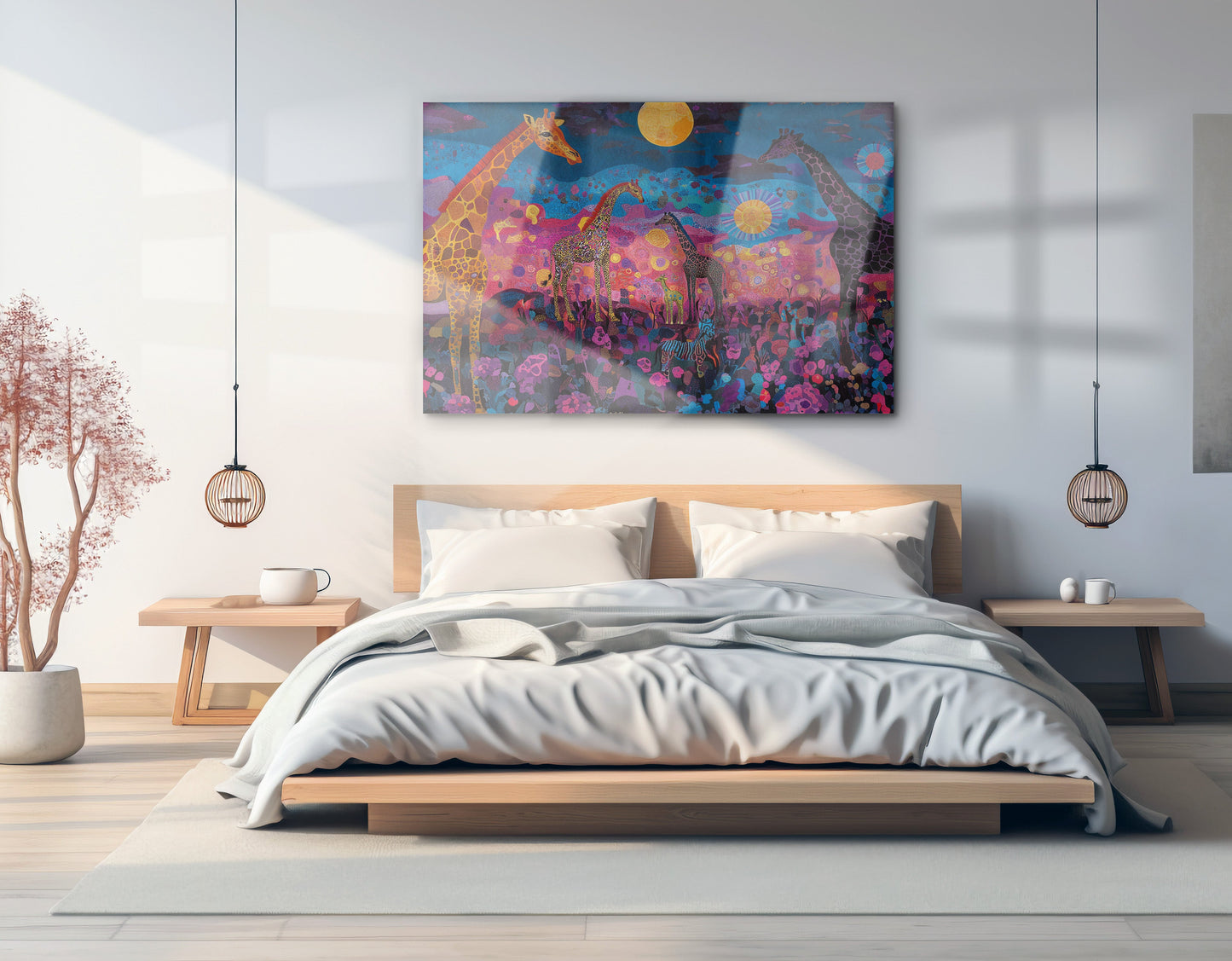 Giraffe Family Floral African American canvas print view 21