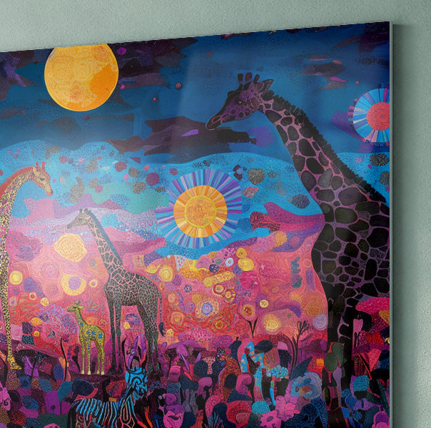 Giraffe Family Floral African American canvas print view 22
