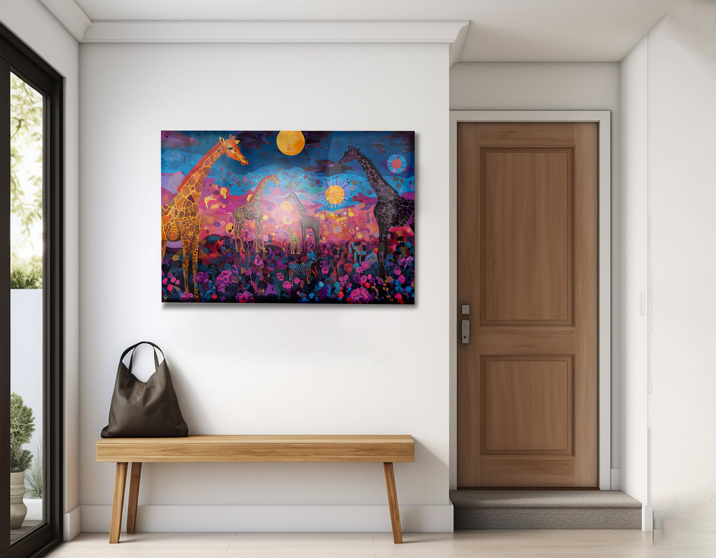 Giraffe Family Floral African American canvas print view 23