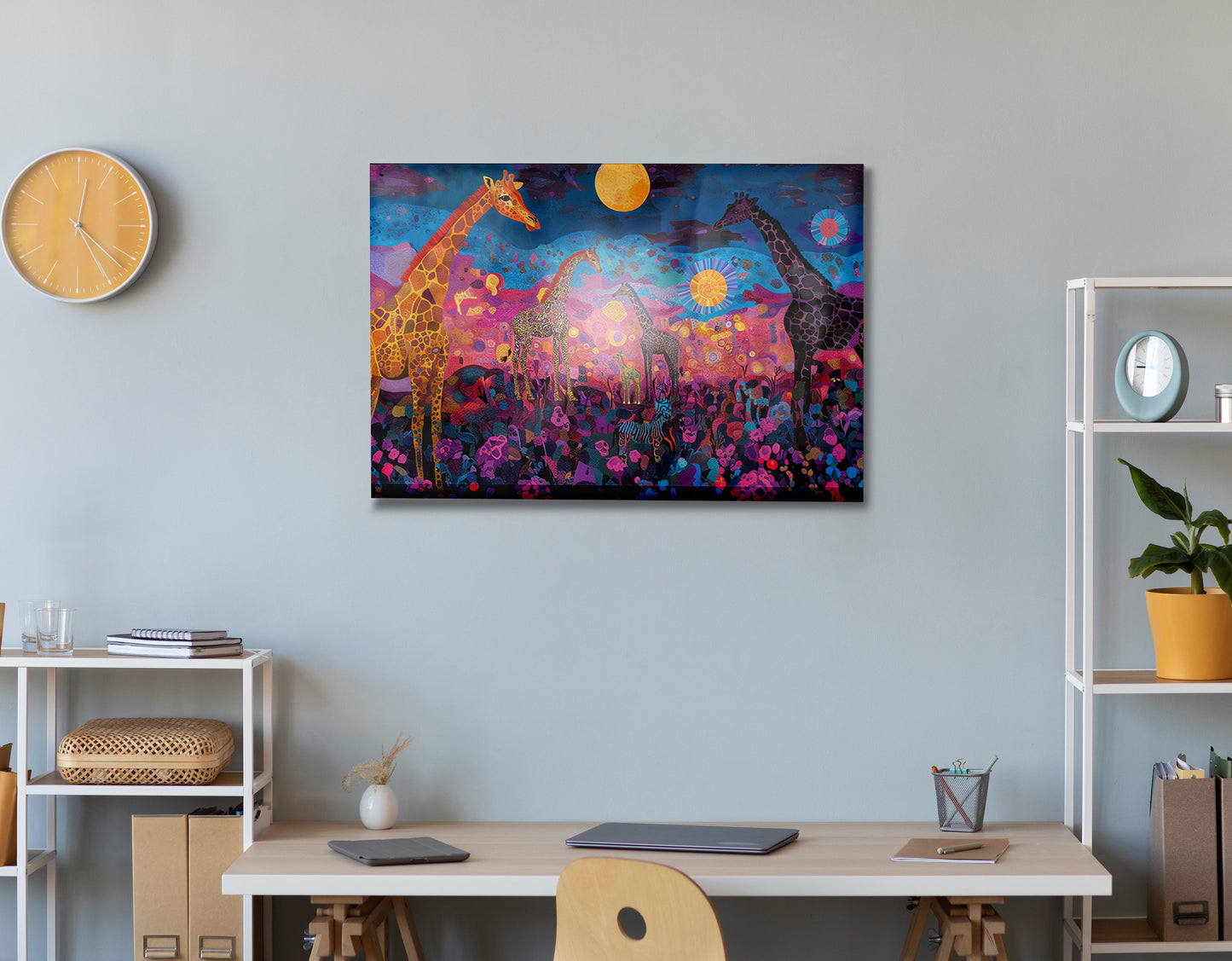 Giraffe Family Floral African American canvas print view 24