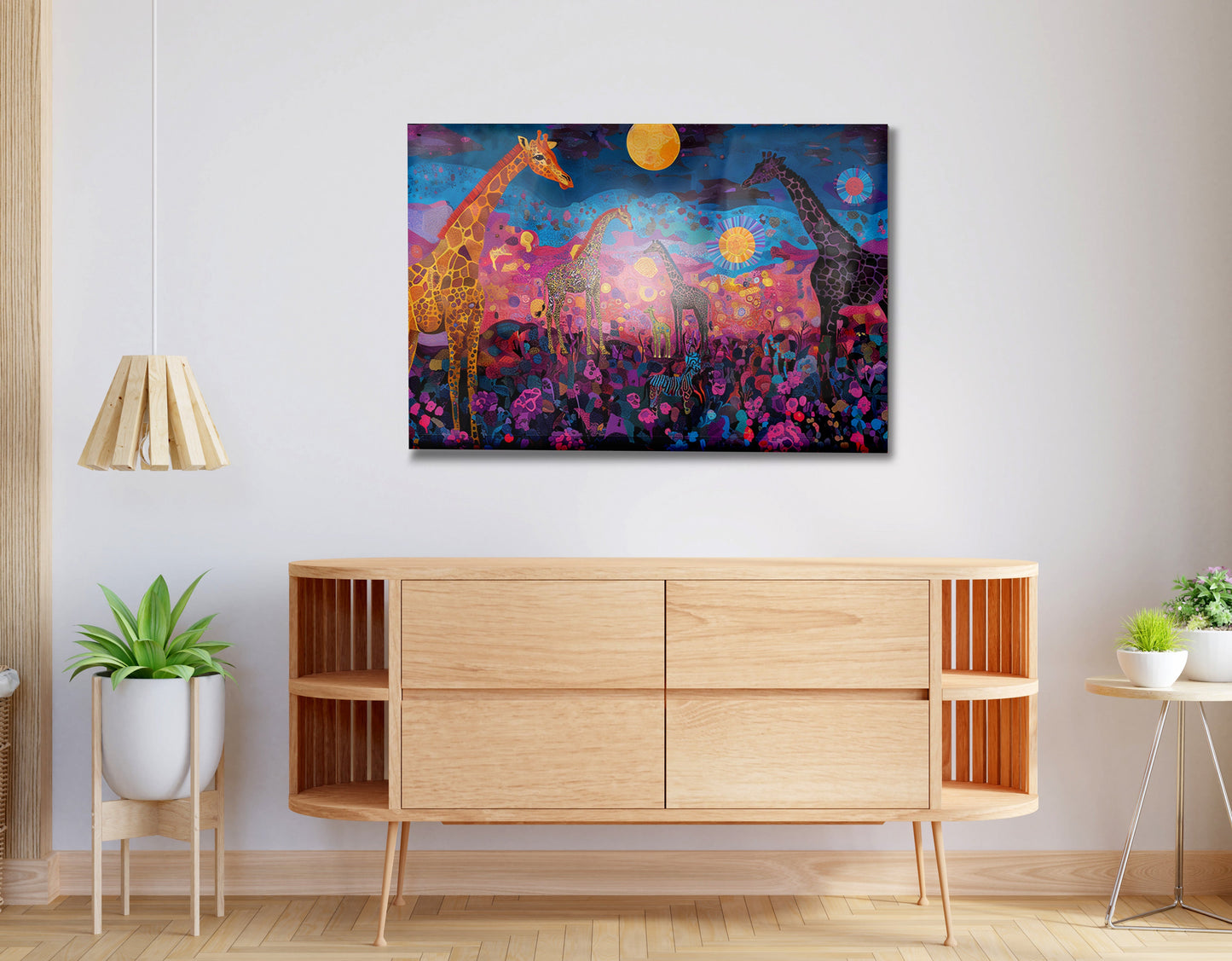 Giraffe Family Floral African American canvas print view 20
