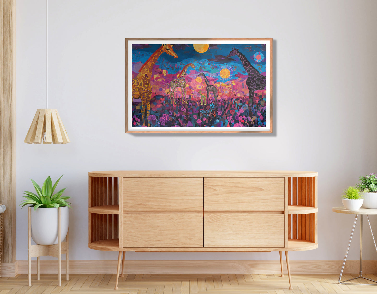 Giraffe Family Floral African American canvas print view 80