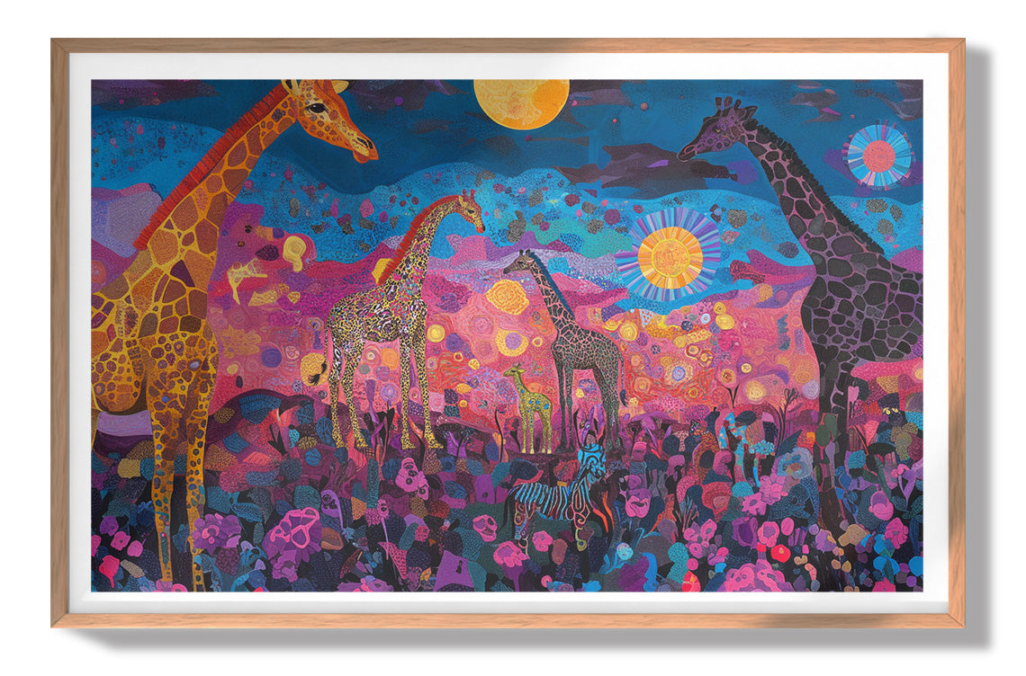 Giraffe Family Floral African American canvas print view 79