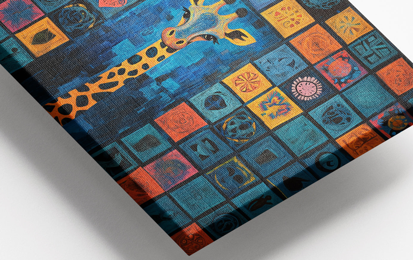 Close-up of Geometric Giraffe African American abstract art detail