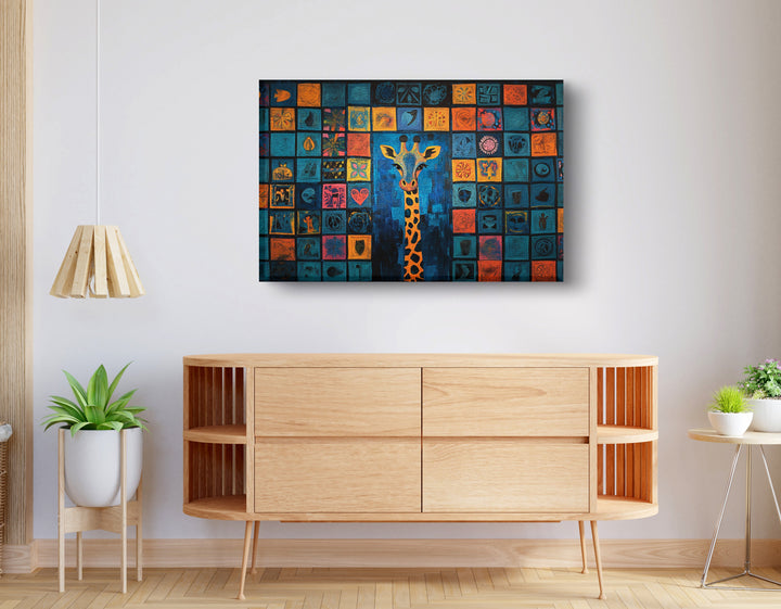 Geometric Giraffe African American Wall Art