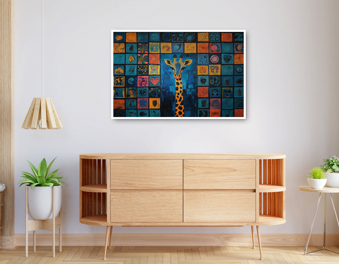 Alternate view of Geometric Giraffe African American abstract art canvas print