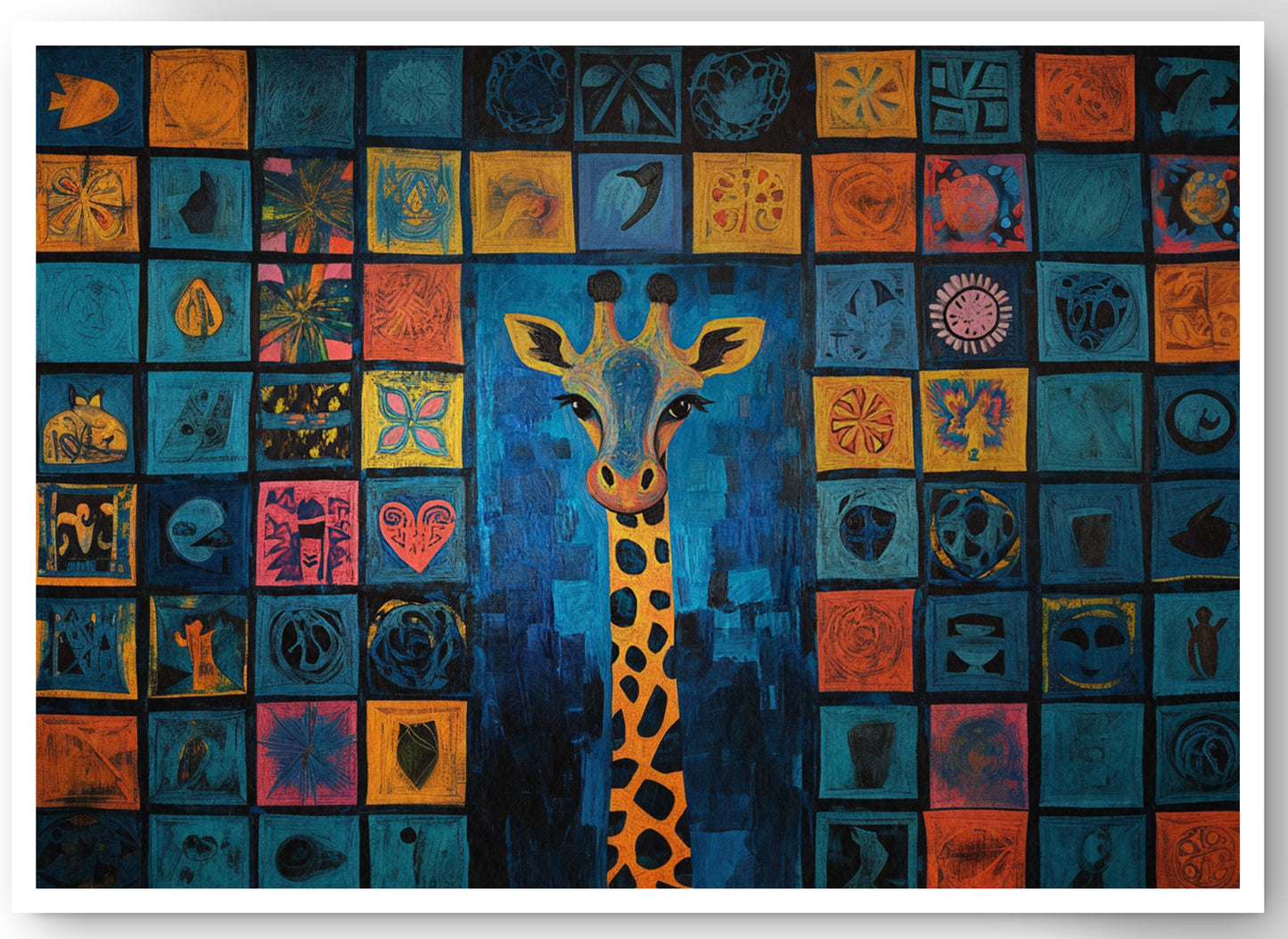 Geometric Giraffe African American abstract art canvas print by MoomZee Artwork