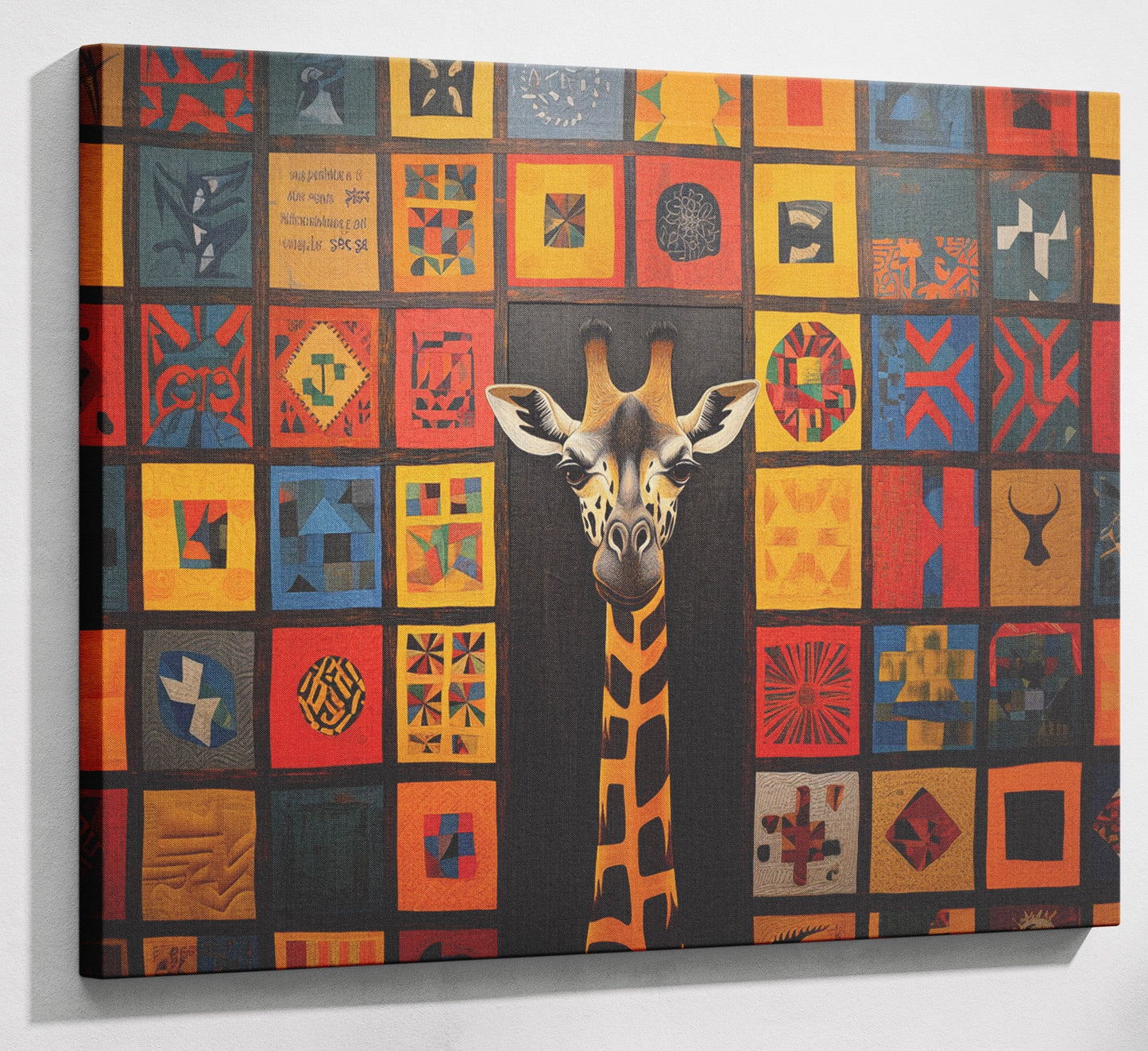Tribal Pattern Giraffe Black African American canvas print canvas print with visible wall art format