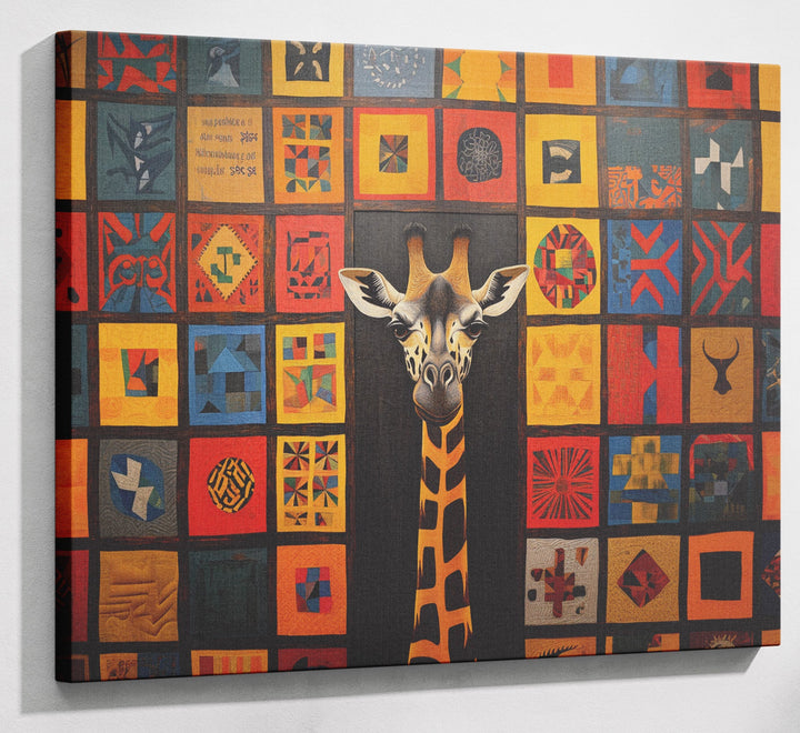 Tribal Pattern Giraffe Black African American canvas print canvas print with visible wall art format