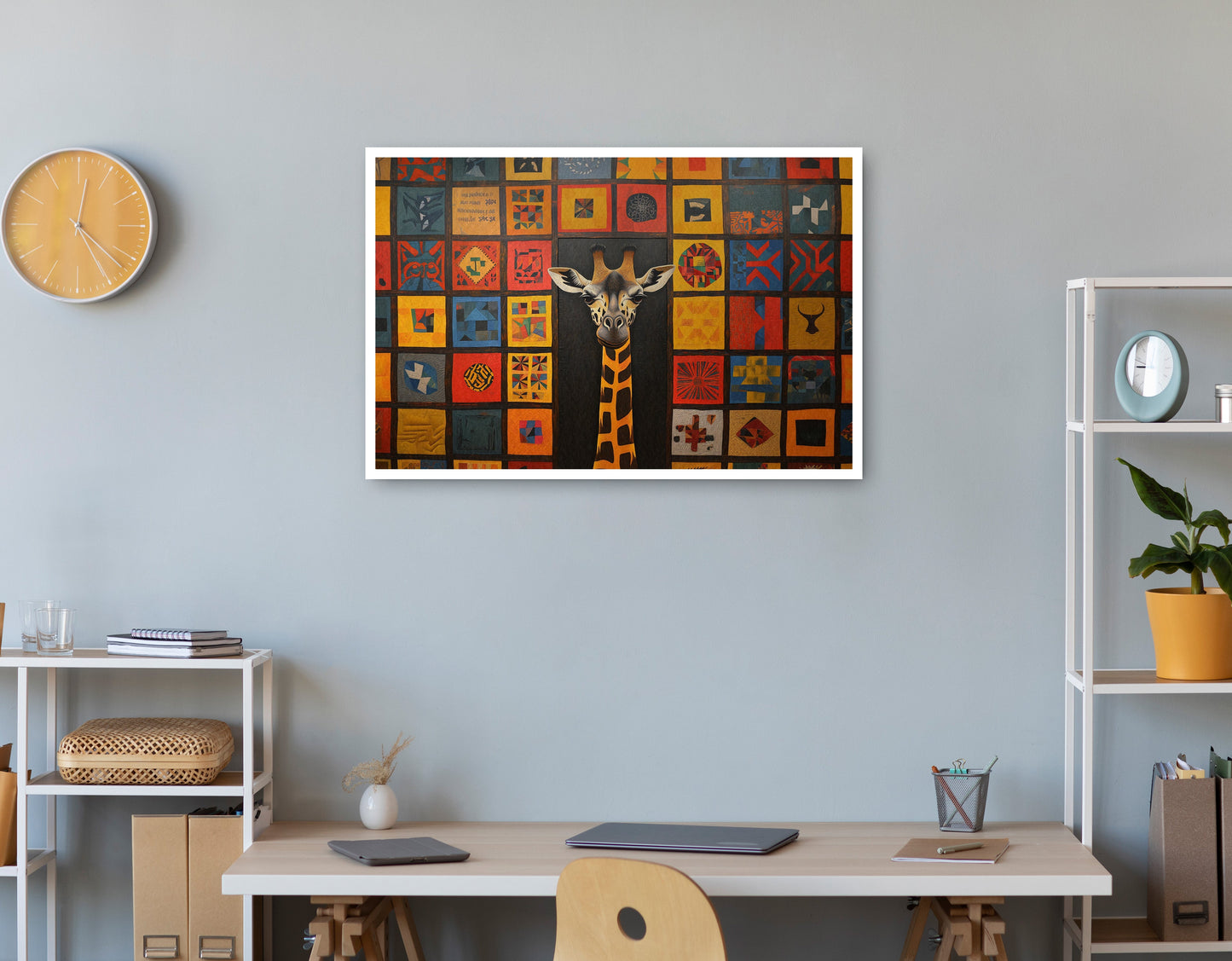 Tribal Pattern Giraffe Black African American canvas print print view