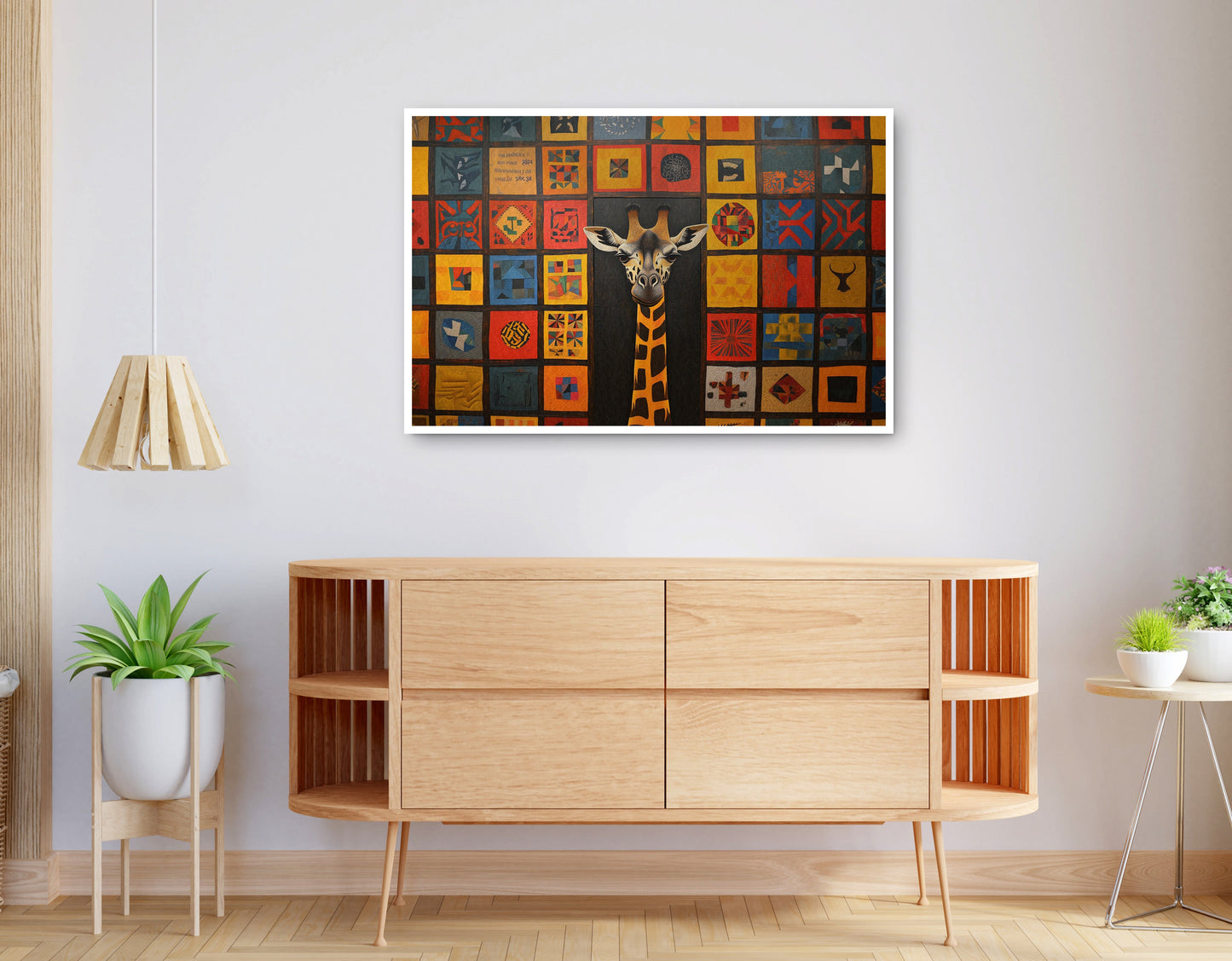 Alternate view of Tribal Pattern Giraffe Black African American canvas print