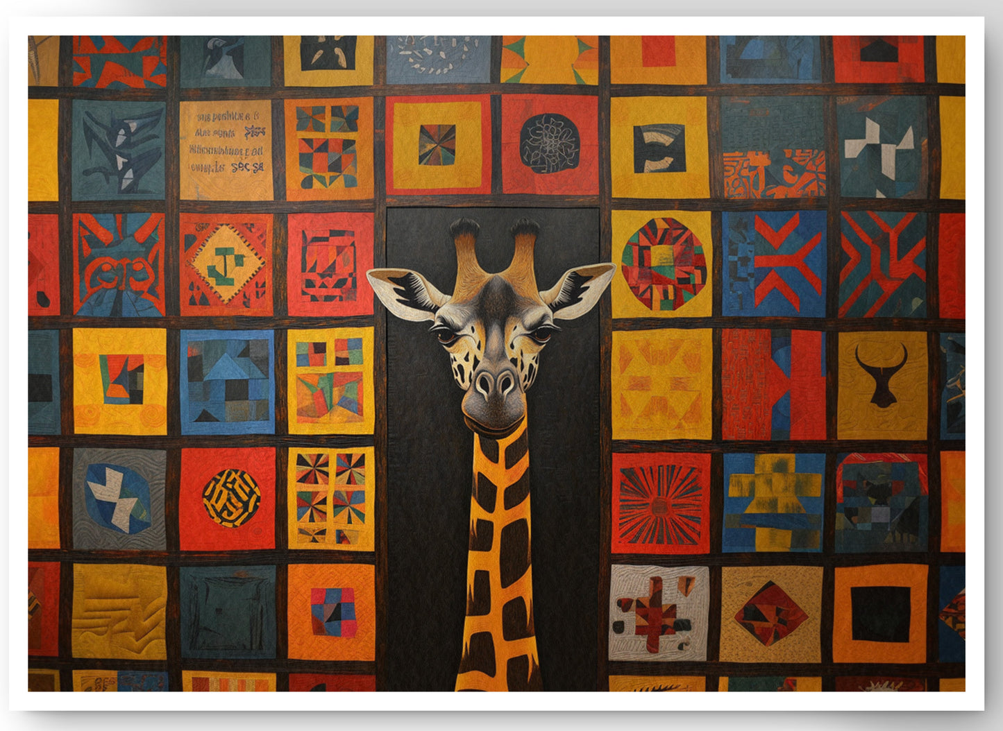 Tribal Pattern Giraffe Black African American canvas print by MoomZee Artwork
