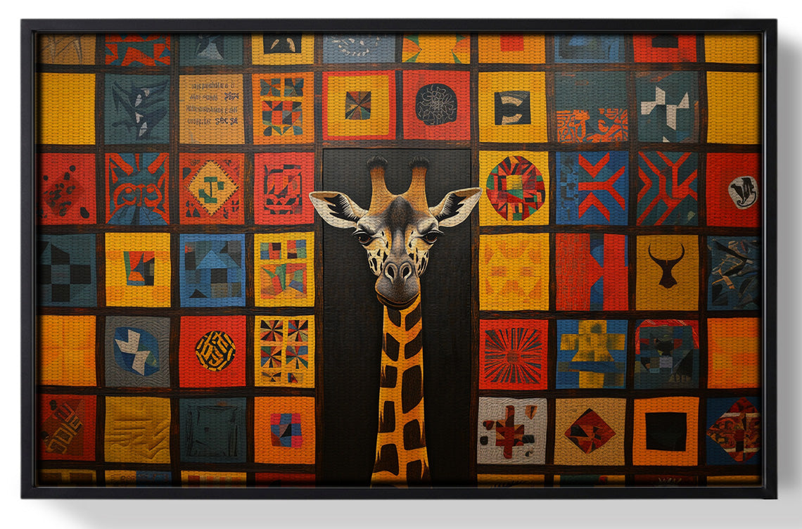 Framed Tribal Pattern Giraffe Black African American canvas print for home decor