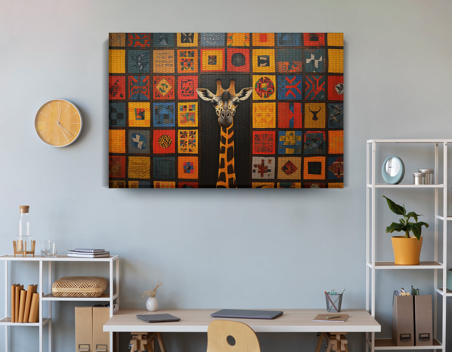 Tribal Pattern Giraffe Black African American canvas print view 18