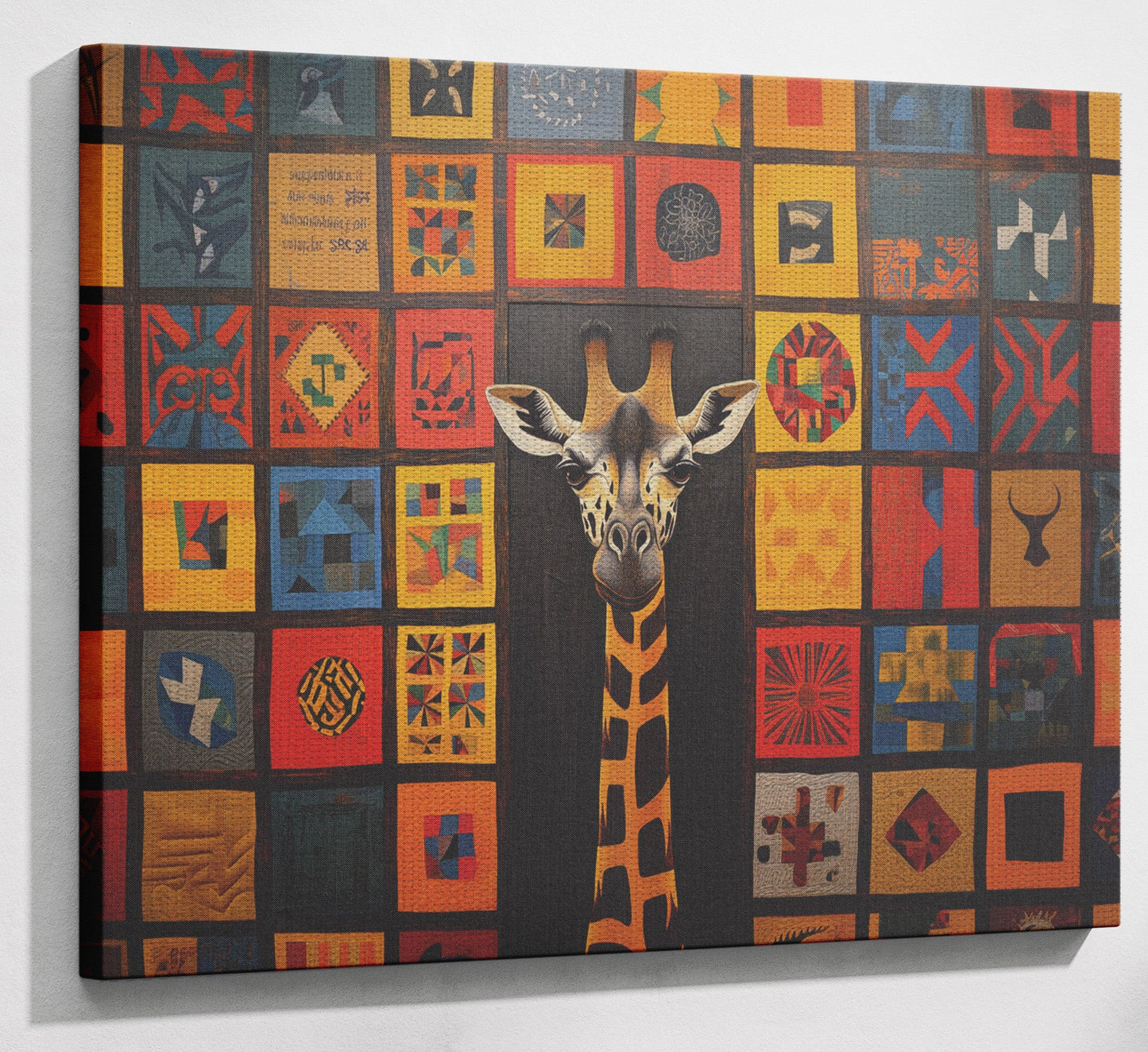 Tribal Pattern Giraffe Black African American canvas print view 13