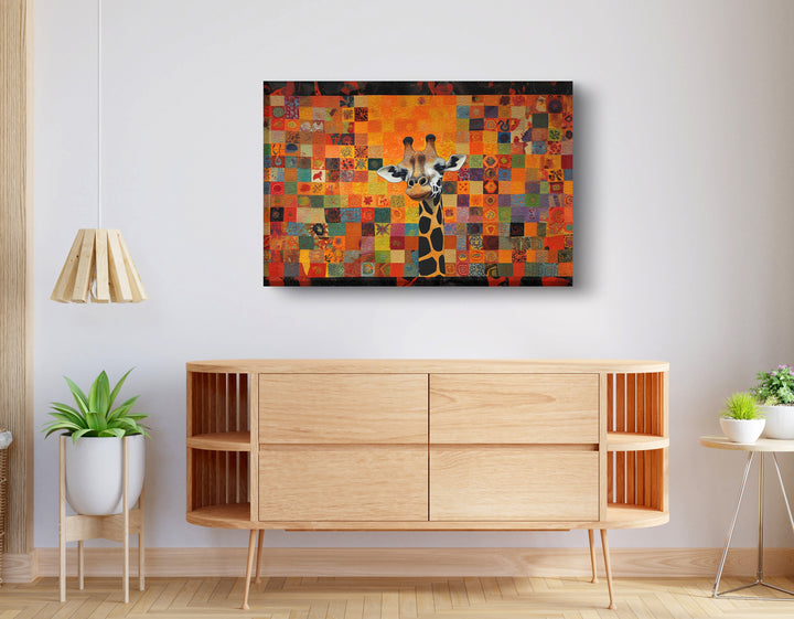 Colorful Giraffe Pattern African American Wall Art