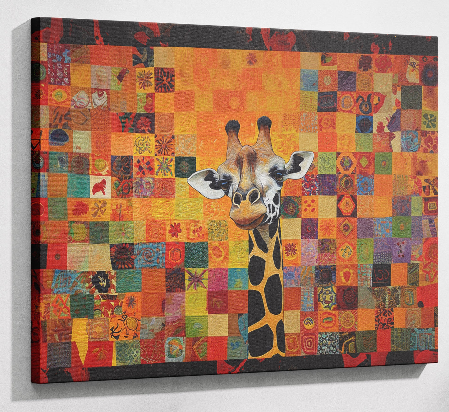 Colorful Giraffe Pattern African American canvas print canvas print with visible wall art format