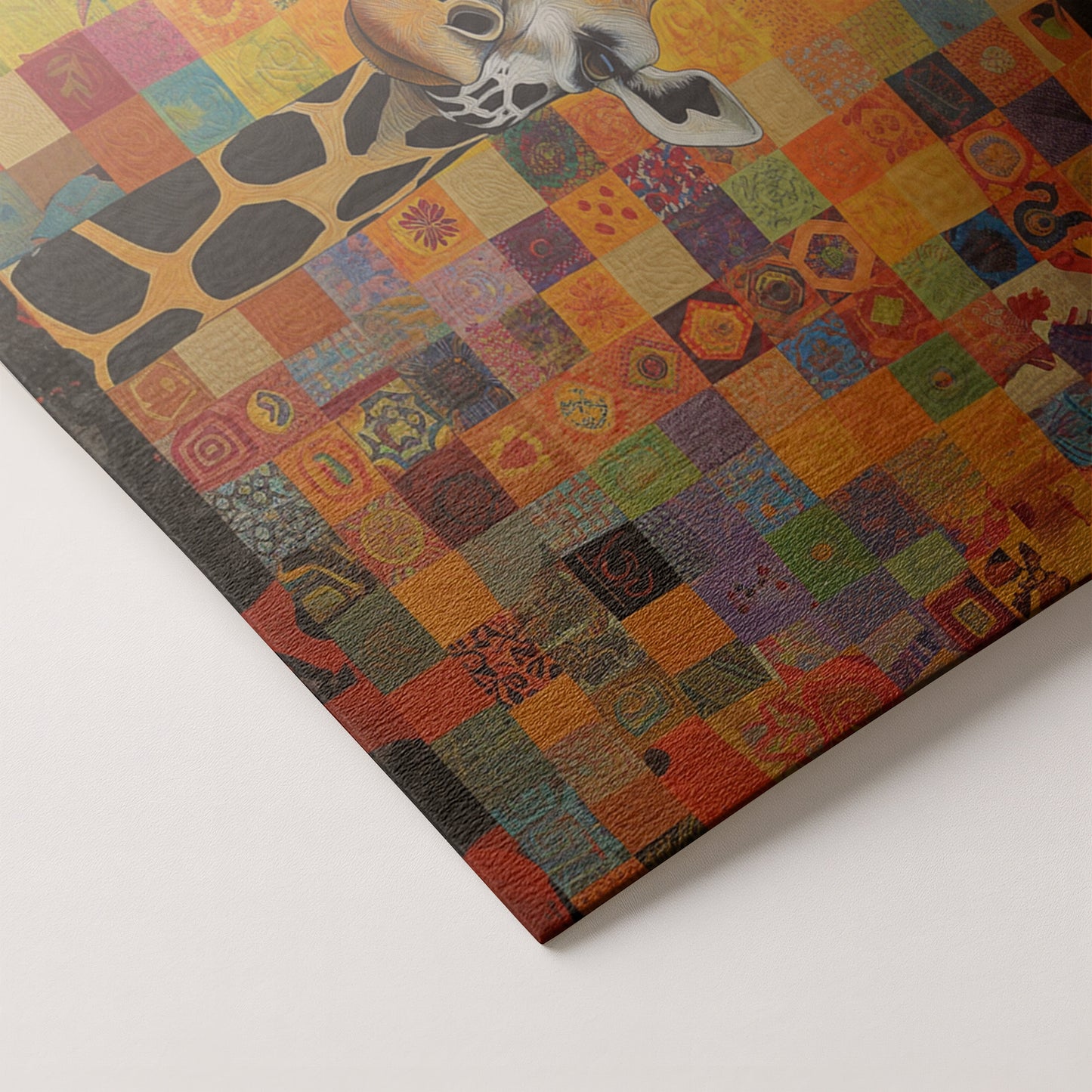 Colorful Giraffe Pattern African American canvas print artwork by MoomZee Artwork