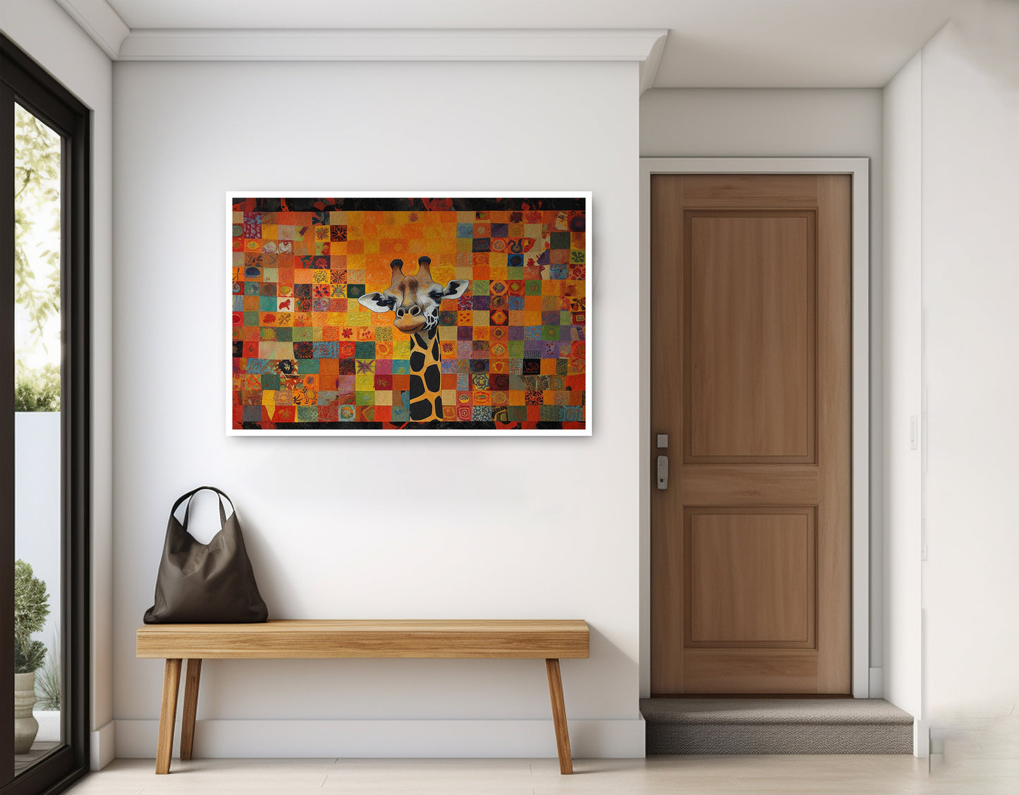 Colorful Giraffe Pattern African American canvas print home decor view
