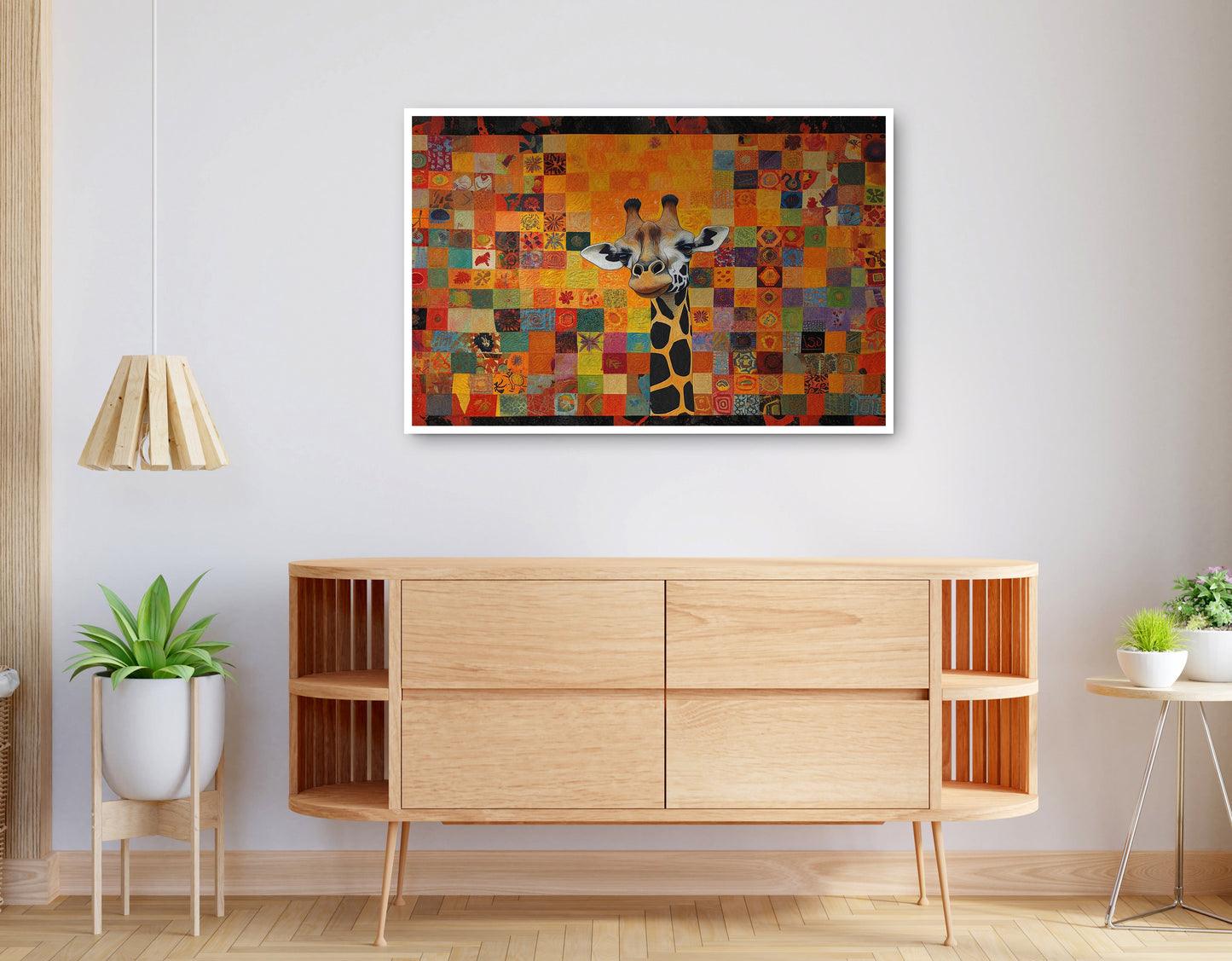 Alternate view of Colorful Giraffe Pattern African American canvas print