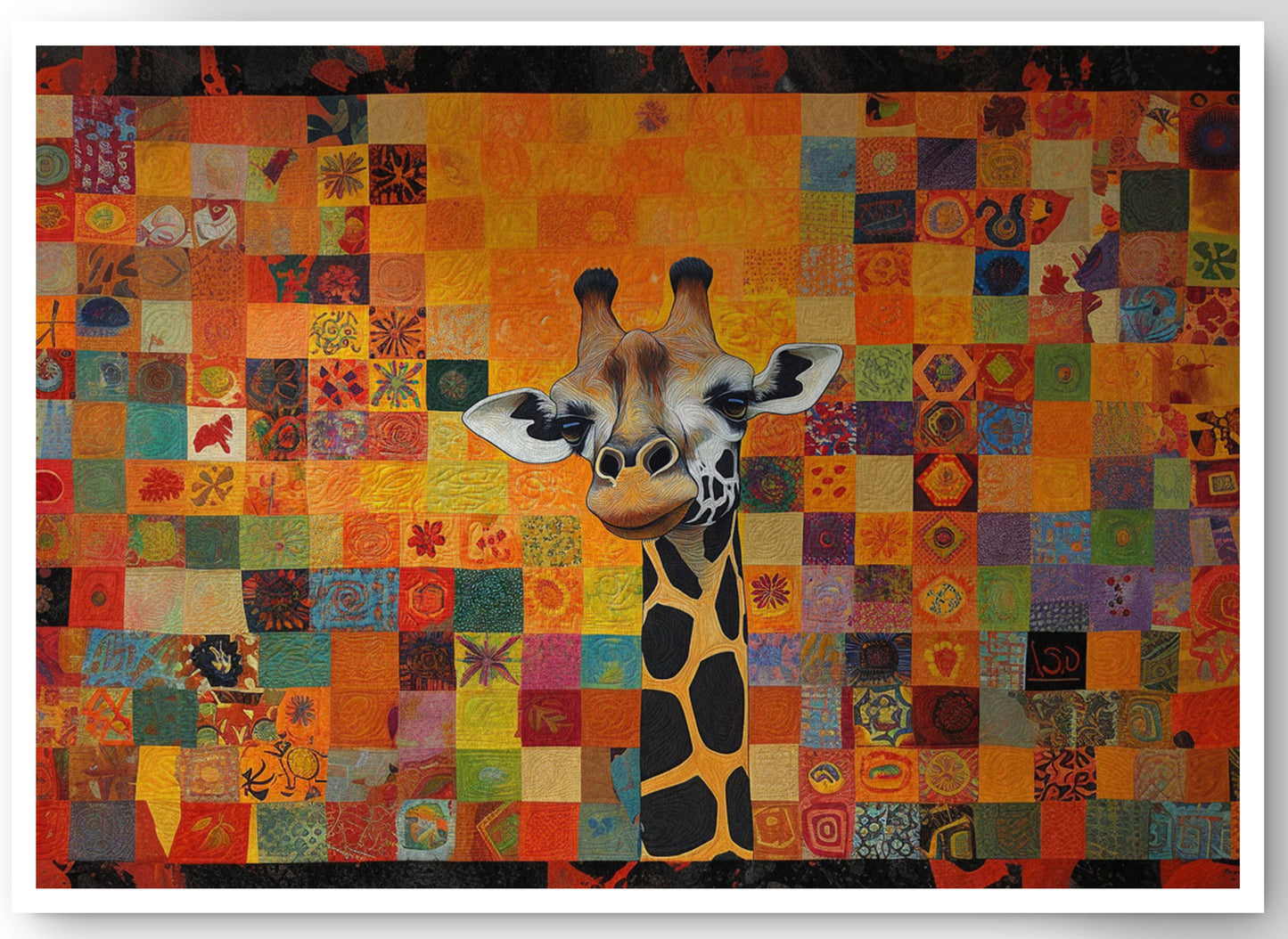 Colorful Giraffe Pattern African American canvas print by MoomZee Artwork